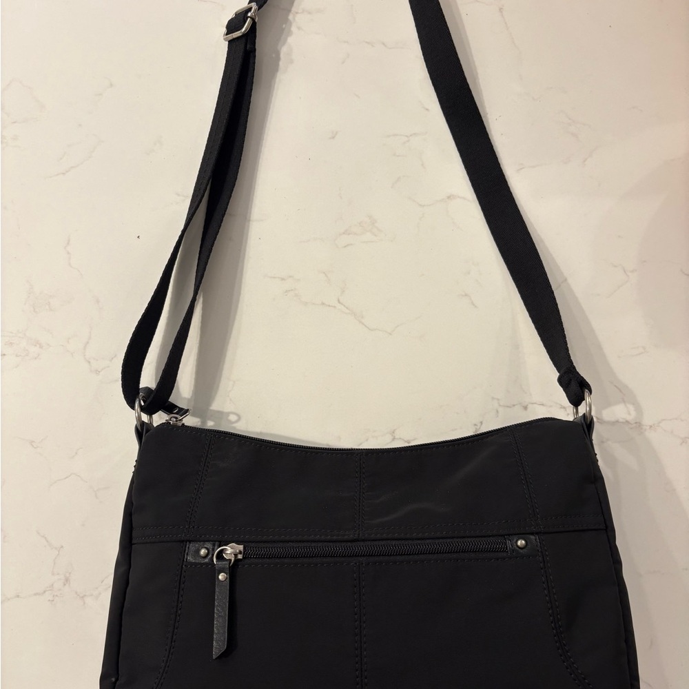 The Sak Black Nylon Crossbody Bag with Front Zip Pocket
